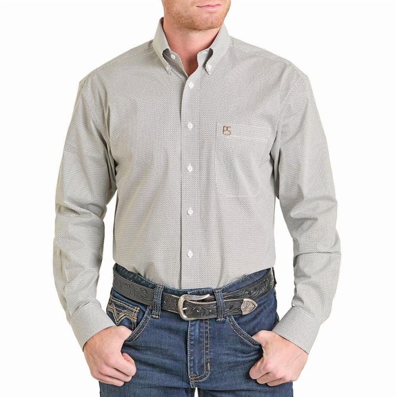 Panhandle Mens Ecru Geo Print Shirt