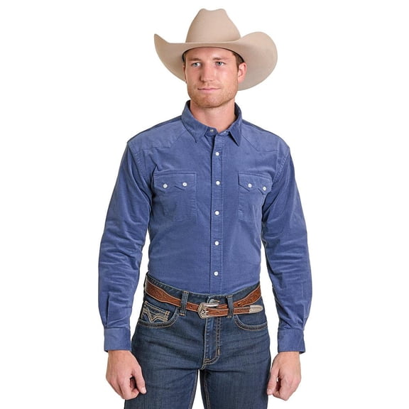 Panhandle Mens Indigo Corduroy Snap Shirt