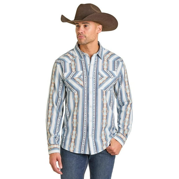 Panhandle Mens Natural Aztec Stripe Shirt