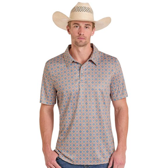 Panhandle Mens Natural Medallion Print Performance Polo