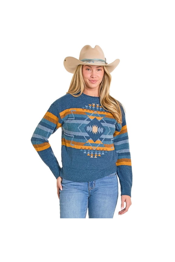 Womens Boucel Aztec Sweater L Navy