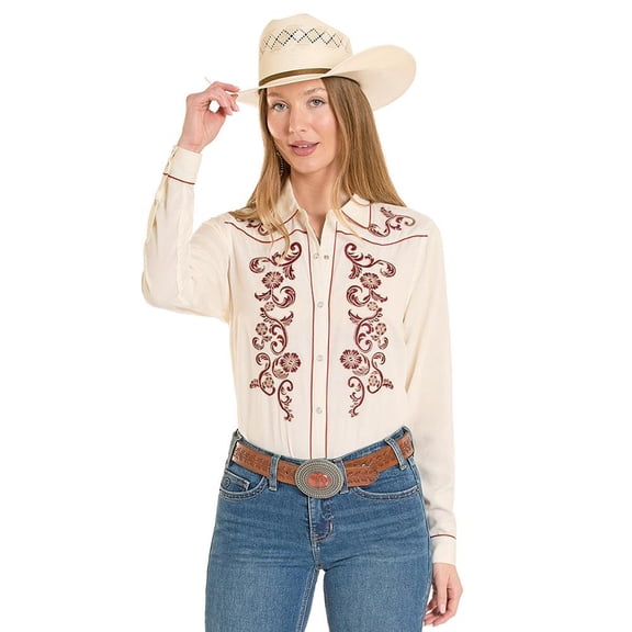 Panhandle Womens    Embroidered Shirt XL Natural
