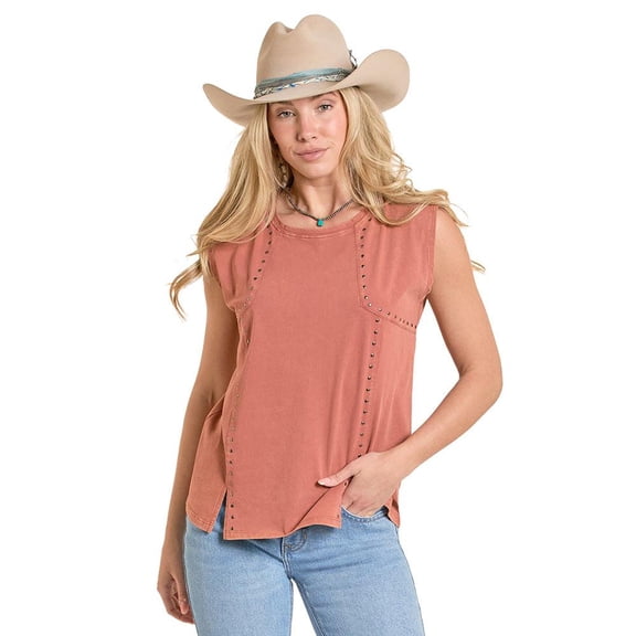 Panhandle Womens Studded Top S Rose