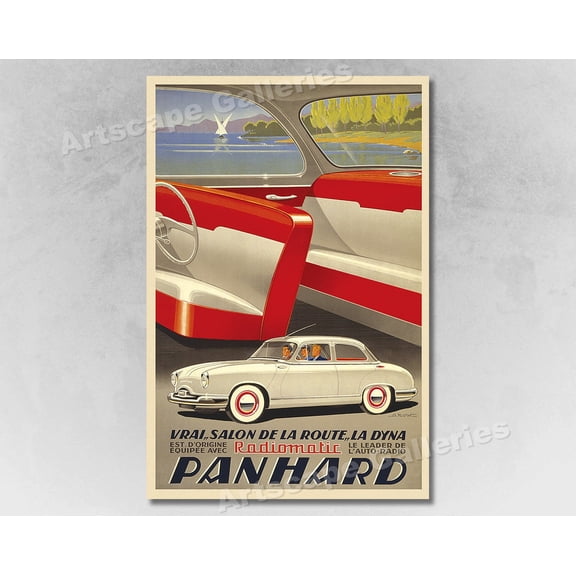 Panhard Radiomatic 1954 French Sedan Advertising Car, Unframed Poster