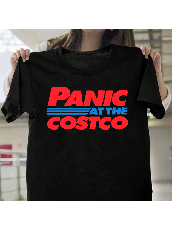 Panic At The Costco Funny Retro Vintage Grocery Fans Unisex T-Shirt, up to size 3XL.