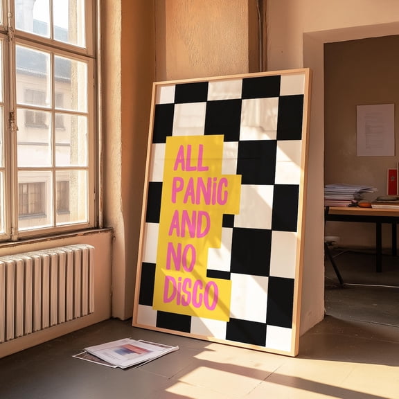 Panic! At The Disco Song Lyrics Print: Checkerboard Emo Wall Art #1955, Stretched Canvas Size 8x12