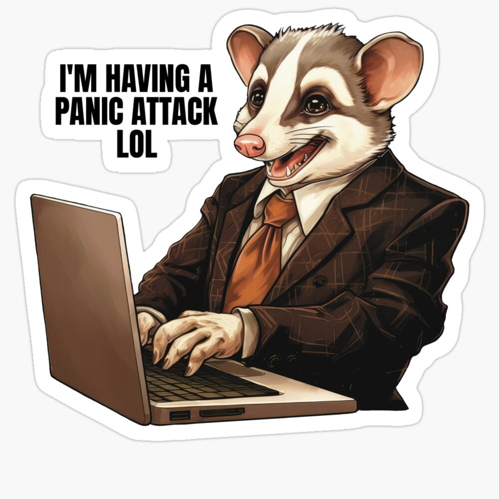 Panic Attack Sticker I'M Having A Panic Attack Possum Stickerphone Decal Water Bottle ...