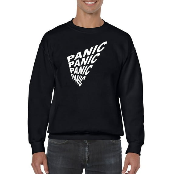Panic Distorted Tagline Sweatshirt Men -GoatDeals Designs, Male Large