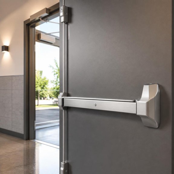 Panic Exit Device, 28 inch Stainless Steel Commercial Push Bar with Vertical Top Rod, Silver