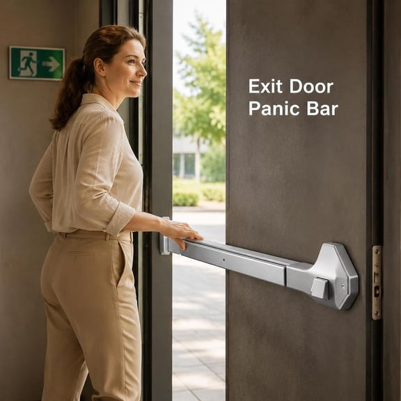 Panic Exit Push Bar Device, 31 Inch Silver Stainless Steel, fits 31 to 46 Inch Wood or Metal Doors, Commercial Grade, Model A-Ul600s