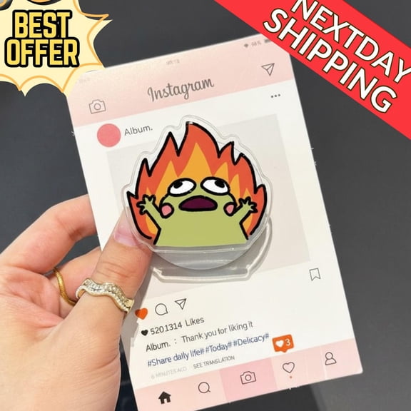 Panic Frog Magnetic Phone Grip: Funny Fire Meme Phone Grip, Cute Kawaii Frog Phone Holder