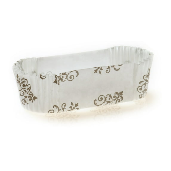 Panificio 1 oz Elliptical Vintage Floral Paper Regular Baking Cup - Ridged - 3 1/2" x 1 1/2" x 1" - 200 count box