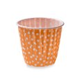 thumbnail image 1 of Panificio 4 oz Round Polka-Dotted Hot Orange Paper Tall Baking Cup - Pleated - 3" x 3" x 2 3/4" - 200 count box, 1 of 3