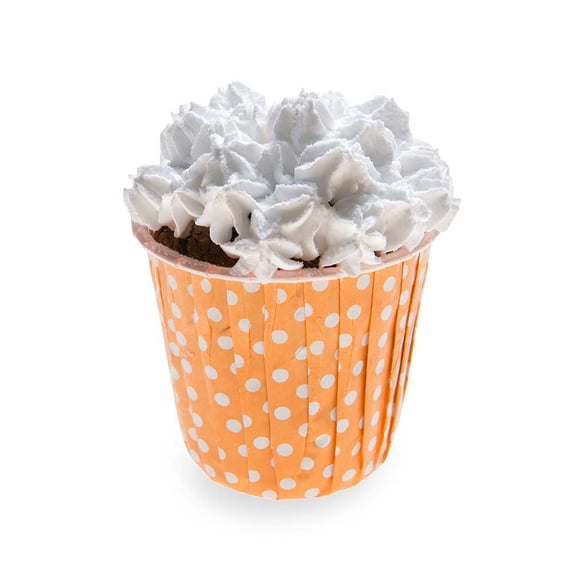Panificio 5 oz Elliptical Polka-Dotted Hot Orange Paper Large Baking Cup - Ridged - 4 1/2" x 2 1/2" x 1 1/4" - 200 count box
