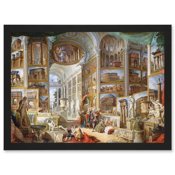 Panini Ancient Rome Monuments Allegory Painting Artwork Framed Wall Art Print A4