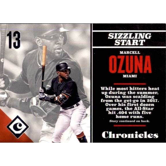 Panini Chronicles Marcell Ozuna #90 Miami Marlins Base Set Ungraded Near Mint or Better Miami Marlins MLB Baseball Trading Card