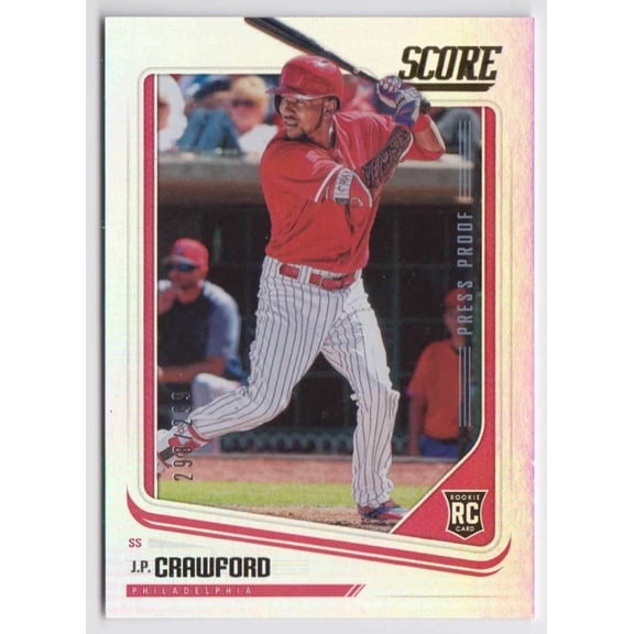 Panini Chronicles Score Press Proof #15 J.P. Crawford Rookie Parallel Insert Phillies Philadelphia Phillies MLB Baseball Trading Card