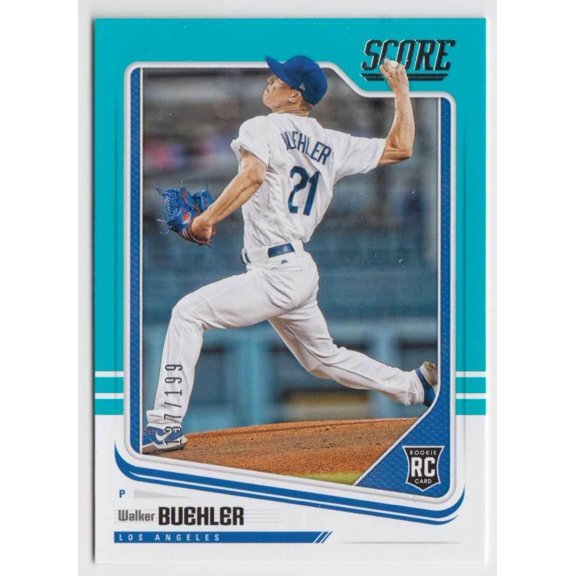 Panini Chronicles Score Teal Walker Buehler #29 Rookie Parallel Insert Serial #29 Dodgers Los Angeles Dodgers MLB Baseball Trading Card
