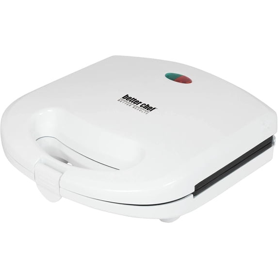 Panini Contact Grill, White - Nonstick Cooking Plates, Stay Cool Exterior, Grilling Grooves