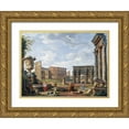 thumbnail image 1 of Panini, Giovanni Paolo 14x11 Gold Ornate Wood Framed with Double Matting Museum Art Print Titled - A Capriccio View of Rome With The Colosseum, 1 of 4