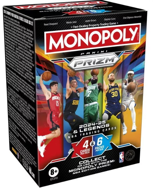 Panini Monopoly Prizm: 2024-25 and Legends NBA Trading Cards Booster Box | Collect or Use with Monopoly Panini Prizm: NBA Edition Games | Ages 8+