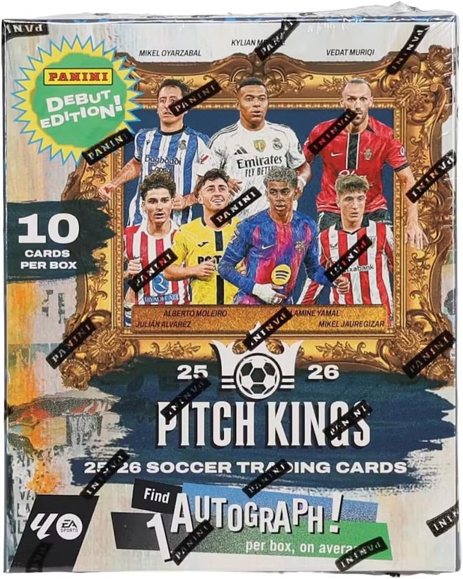 Caja internacional de tarjetas coleccionables Panini Pitch Kings 2025/26 (1 autógrafo por caja)
