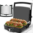 thumbnail image 1 of Baker's Friend Panini Press Electric Griddle, Panini Grill Press Sandwich Maker Press, Grilled Cheese Maker, Sandwichera Electrical, Browning Control, Non Stick Surfaces, 4-Slices, Stainless Steel, 1 of 5
