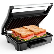 GPED Panini Press Sandwich Maker, 2 Slice Stainless Steel Panini Press Grill, Non-Stick Sandwich Press Maker with Removable Drip Tray for Any Thickness Sandwich, Burgers, Steak