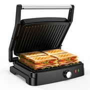 GPED Panini Press Sandwich Maker, 4 Slices Stainless Steel Panini Press Grill, Non-Stick Sandwich Press Maker with Removable Drip Tray for Any Thickness Sandwich, Burgers, Steak