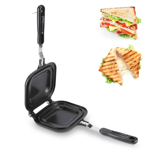 Panini Press Sandwich Maker, Nonstick Aluminum Double Sided Grilled Sandwich Panini Maker Flip Pan for Breakfast Pancakes, Toast, Omelets Y101