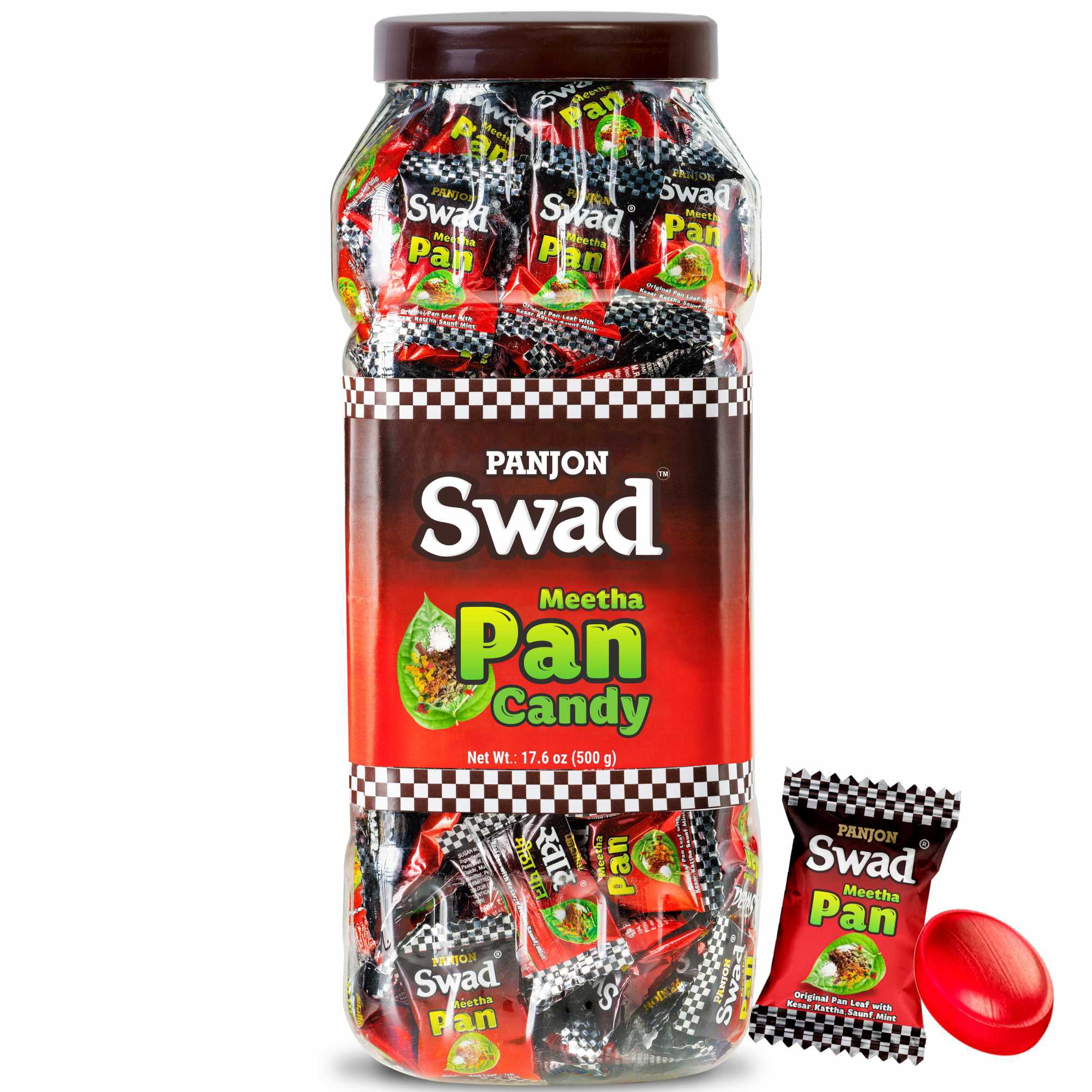 Panjon Swad Meetha Paan Candy 500g Jar – Sweet Paan Flavor Hard Candy | Refreshing Treat