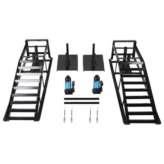 Panlongic Hydraulic ramp elevator 5 Ton lift height 10-15 inches 1 set of 2 black iron MT