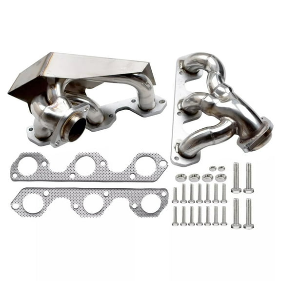 Panlongic Stainless Shorty Manifold Header w Gasket For 2007-2011 Jeep Wrangler JK 3.8L V6