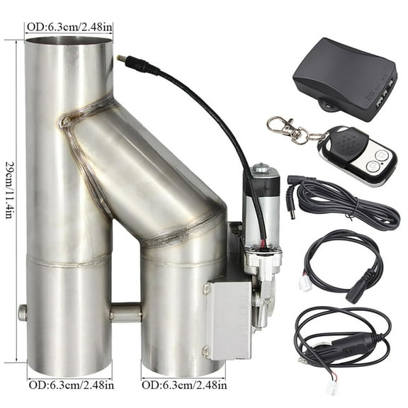 Panlongic Universal Stainless Steel Dual-Valve Integrated Electric Exhaust Valve Kit 2.5inch