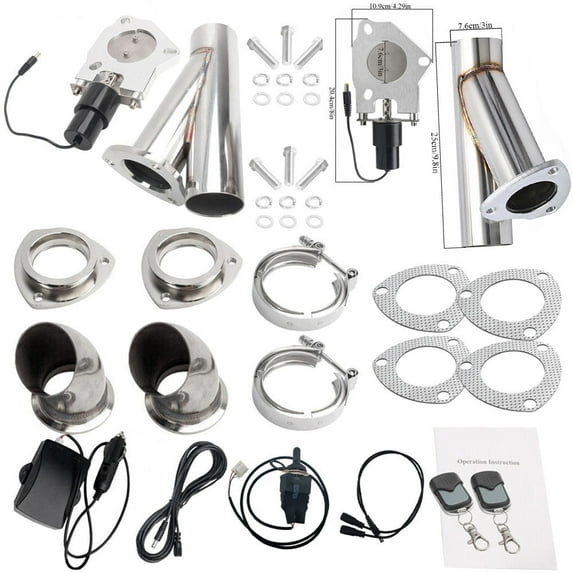 Panlongic Universal Stainless Steel Split Type Y Pipe Exhaust Valve 2in1 Kit 3inch