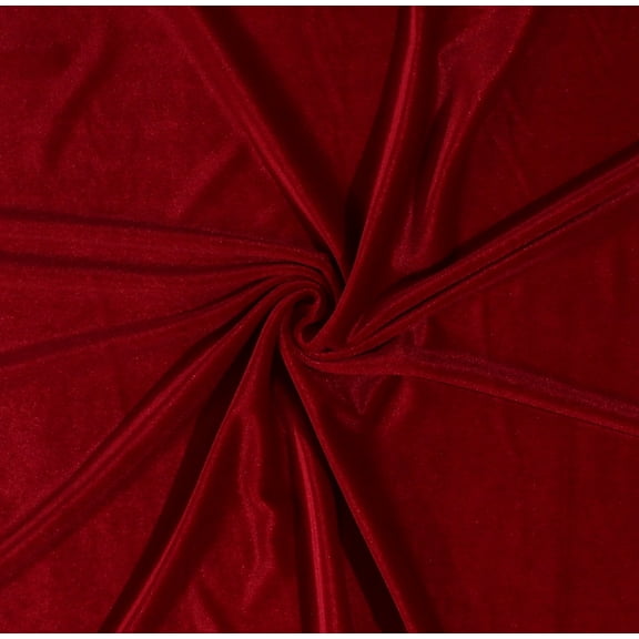 Panne Velvet Red Premium Stretch Soft Drapable 58" Wide Polyester/Spandex Fabric by the Yard (9199F-12D)