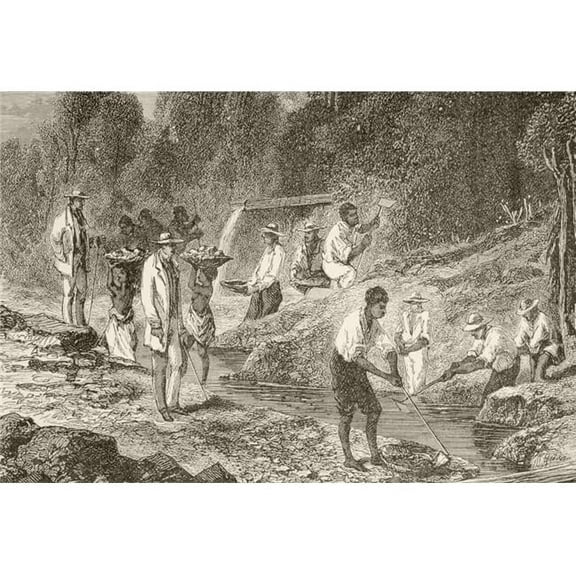Panning For Diamonds From The Book Chips From The Earths Crust Published 1894 Poster Print, 34 x 24 - Large