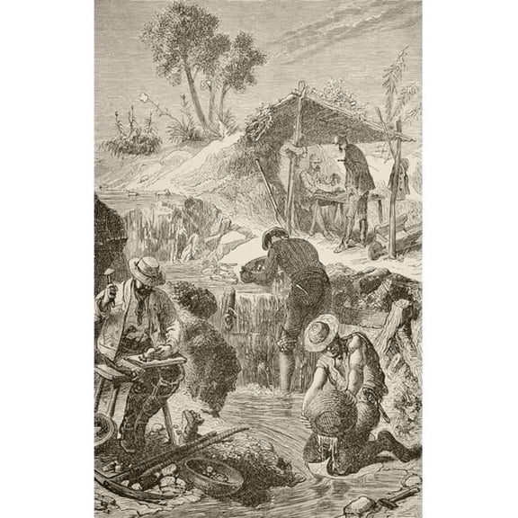 Panning For Gold From The Book Chips From The Earths Crust Published 1894 Poster Print, 22 x 36 - Large