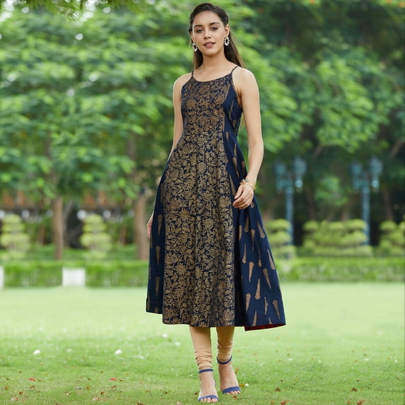 Pannkh Women's Printed Strappy Kurta