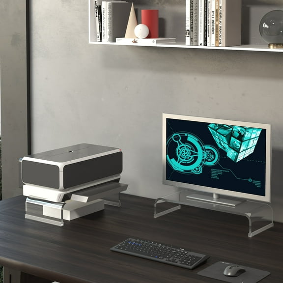 Pano-Mounts Monitor Stand Riser Acrylic 15inch PC Computer Desktop Anti Cat Keyboard Cover Stand Organizer
