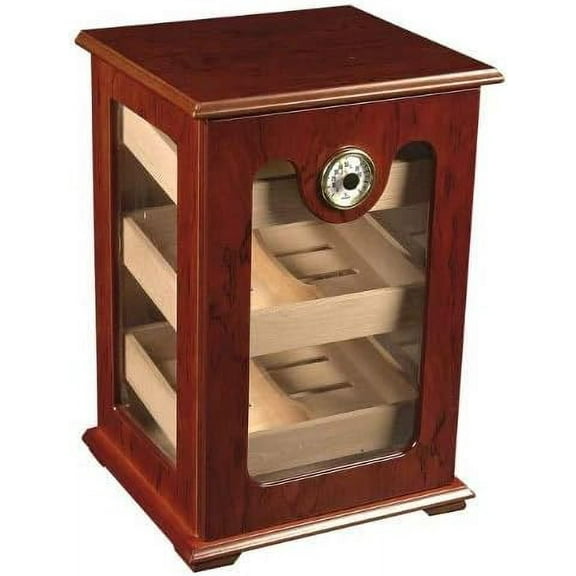 Panorama Display Cigar Humidor - Humidifier Storage Box for 75-100 Cigars - Hygrometer, Gold-Plated Hinges & Handcrafted Finish - Cedar Wood Case for Moisture Control - Gift for Men
