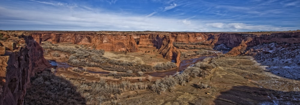 Panorama Of Canyon De Chelley In Mid Afternoon Light Arizona Canvas Art - Robert Postma Design Pics (23 x 8)