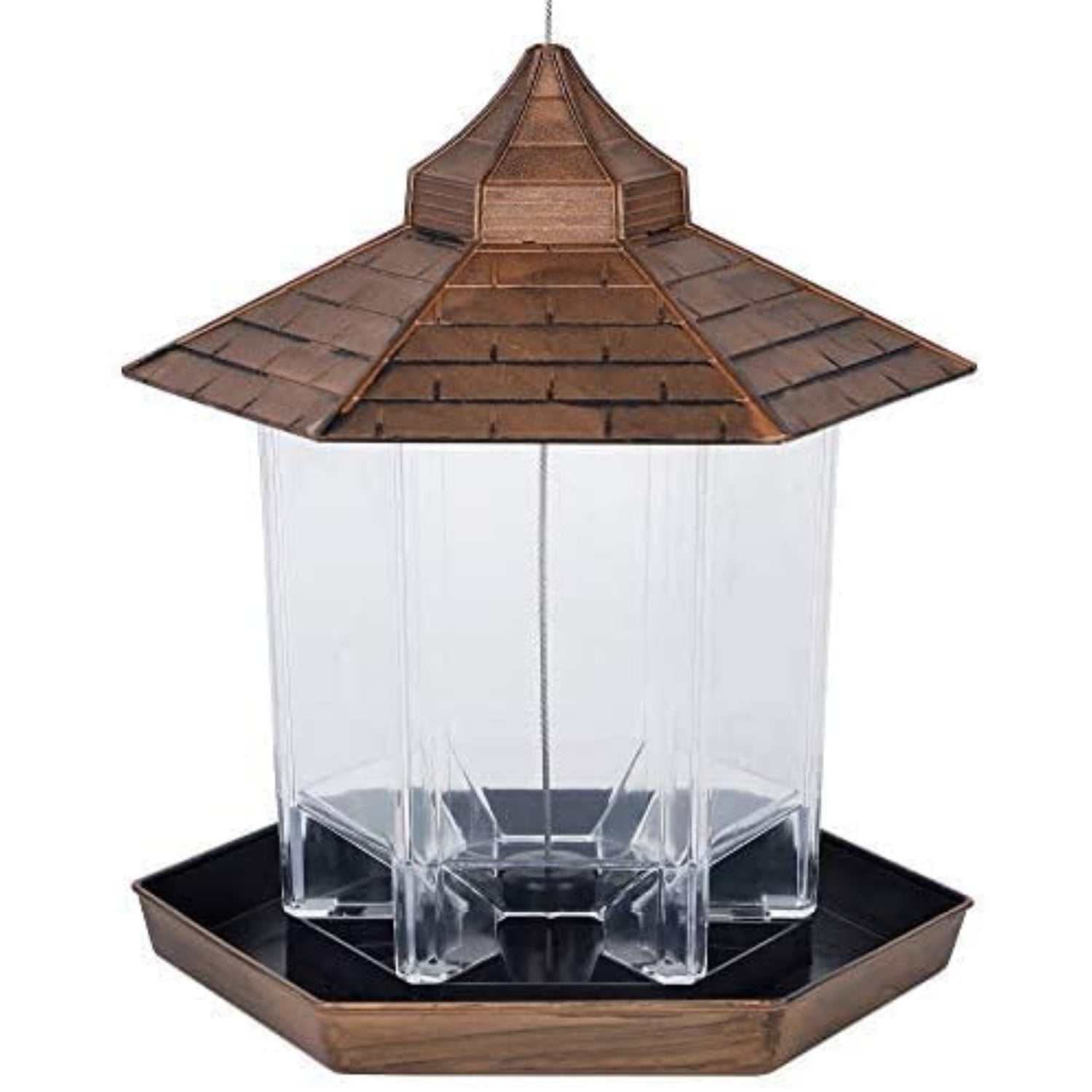 Outdoor Yard Hanging Panorama Hexagon Shaped Squirrel Proof Wild Bird Feeder - Picture 9 of 17