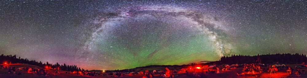 Panorama of Milky Way above the Table Mountain Star Party in Washington state Canvas Art - Alan DyerStocktrek Images (28 x 8)