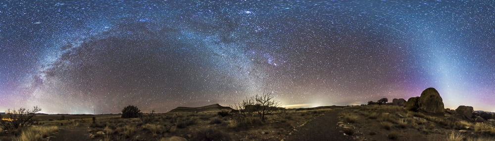 Panorama of Milky Way and zodiacal light over New Mexico Canvas Art - Alan DyerStocktrek Images (27 x 8)