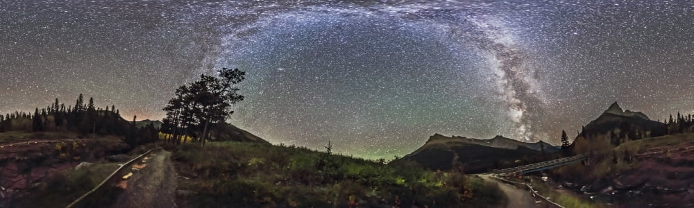Panorama of Milky Way over Red Rock Canyon in Alberta Canada Canvas Art - Alan DyerStocktrek Images (26 x 8)