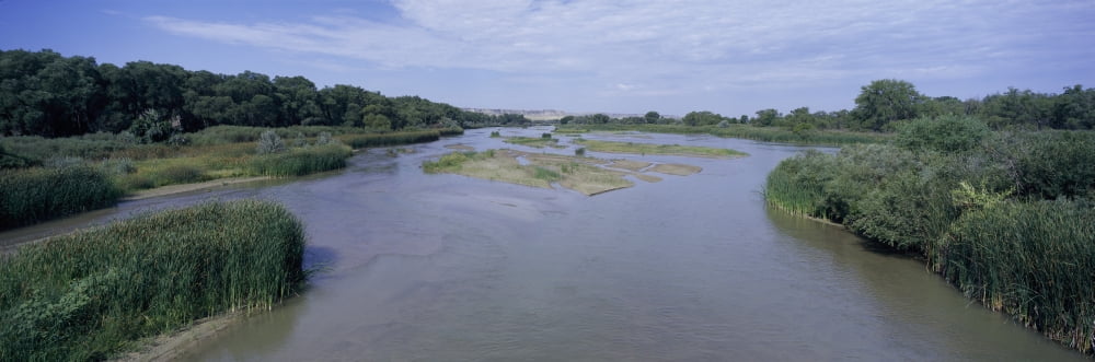 Panorama of North Platte River western Nebraska along state highway 26 Canvas Art - Panoramic Images (27 x 9)