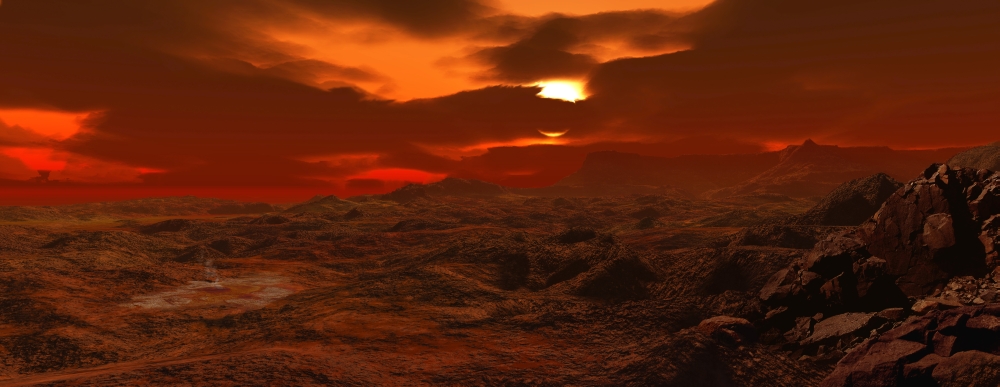 Panorama of a landscape on Venus Canvas Art - Ron MillerStocktrek Images (45 x 18)