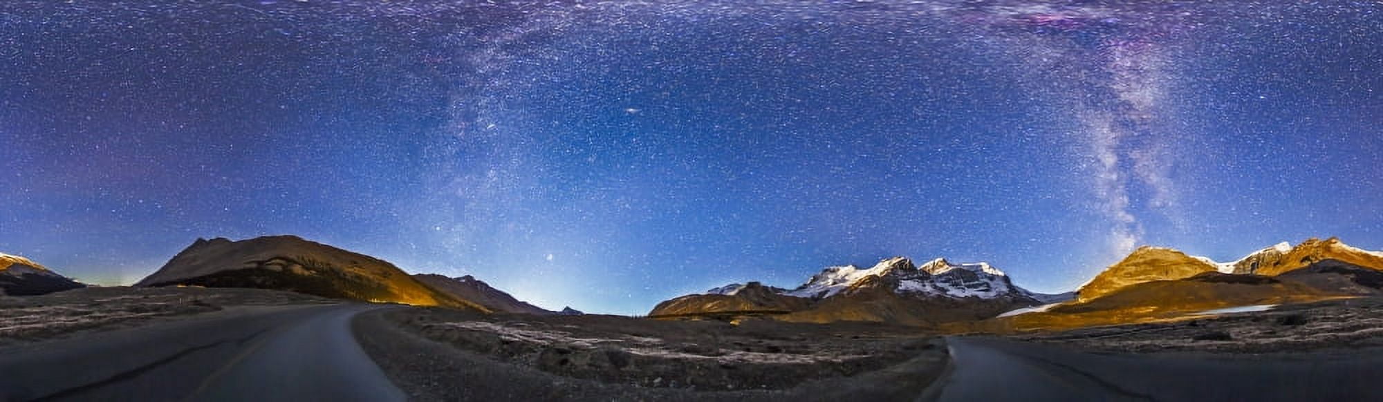 Panorama of the Columbia Icefields and Athabasca Glacier at moonrise Canvas Art - Alan DyerStocktrek Images (52 x 16)