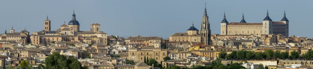 Panorama of the town of Toledo Toledo Castile-La Mancha Spain Canvas Art - Charles Bowman Design Pics (34 x 7)